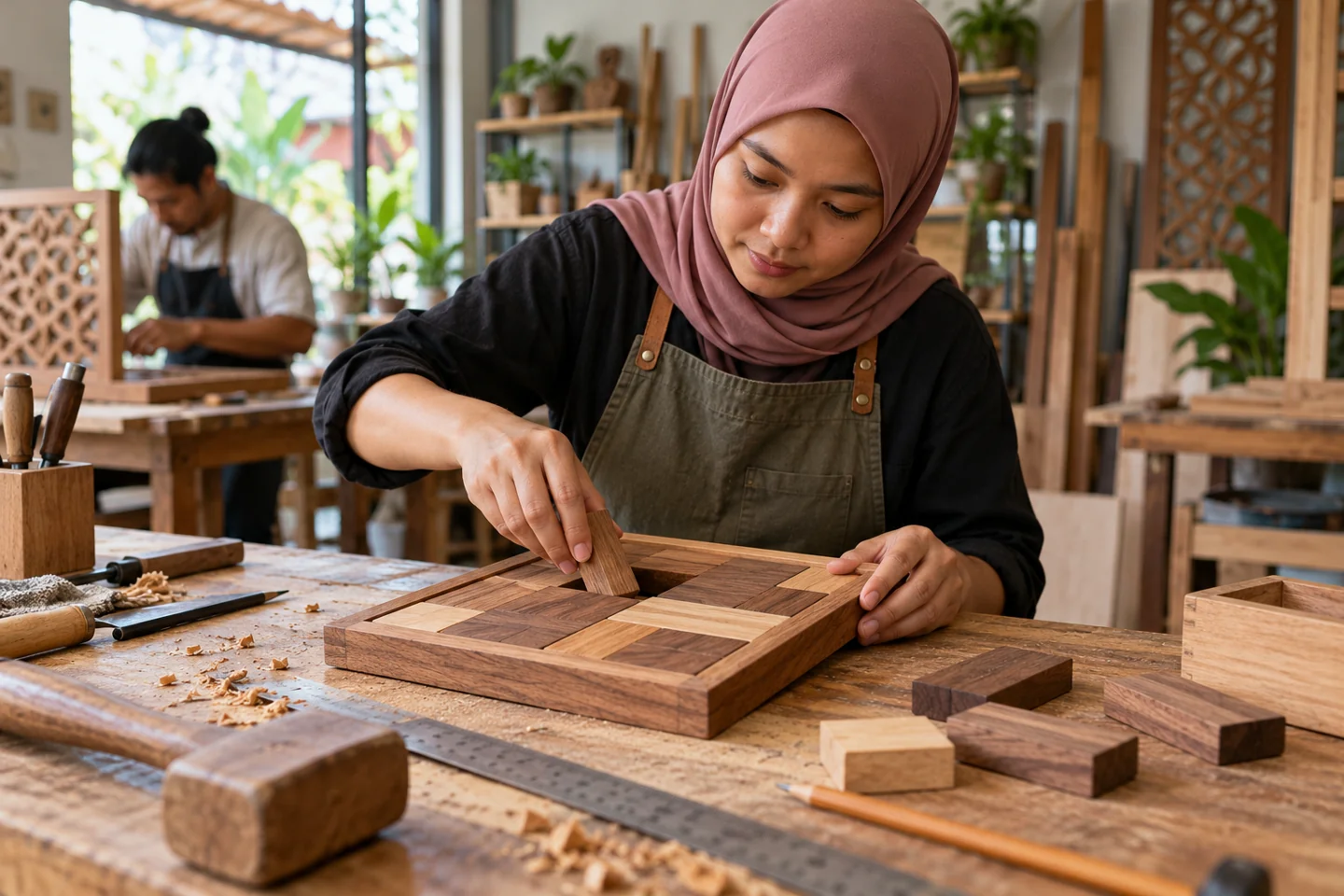 Pembinaan panel teka-teki gelongsor di bengkel Pembinaan panel teka-teki gelongsor di bengkel