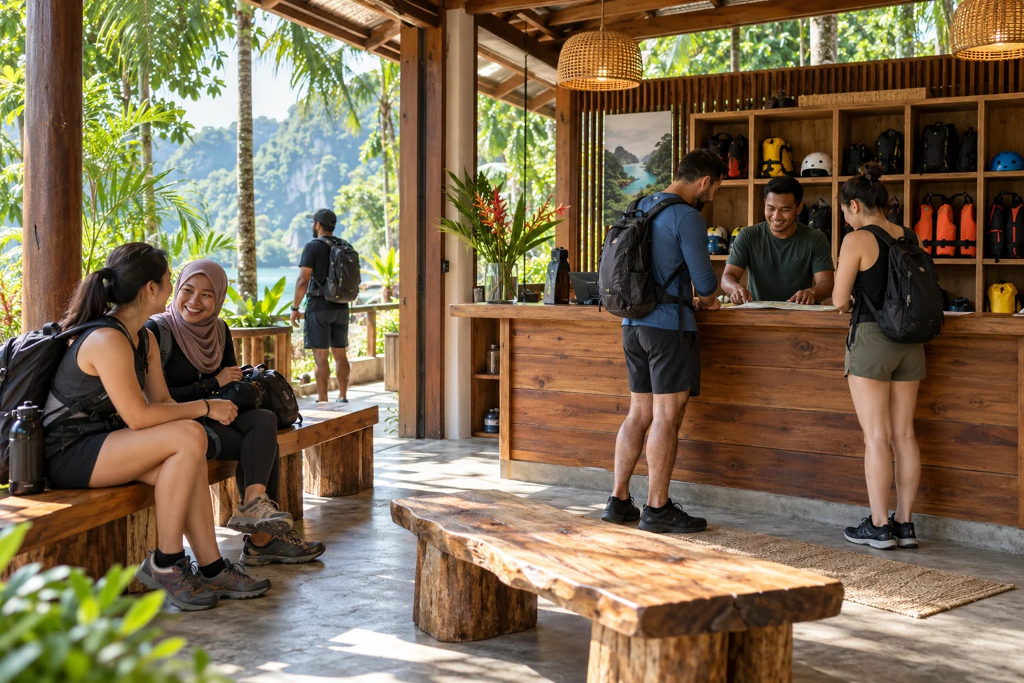 Ruang menunggu dengan tempat menyimpan barangan Ruang menunggu dengan tempat menyimpan barangan